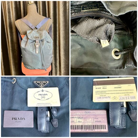 Prada Blue Nylon Backpack Good Used Condition with cards and dust bag - Picture 13 of 16